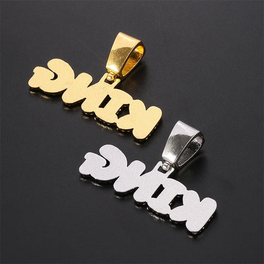 Hip Hop KING Letters Pendant Necklace with Miami Cuban Chain Iced Out Bling HipHop Necklaces Male Charm Jewelry Gift