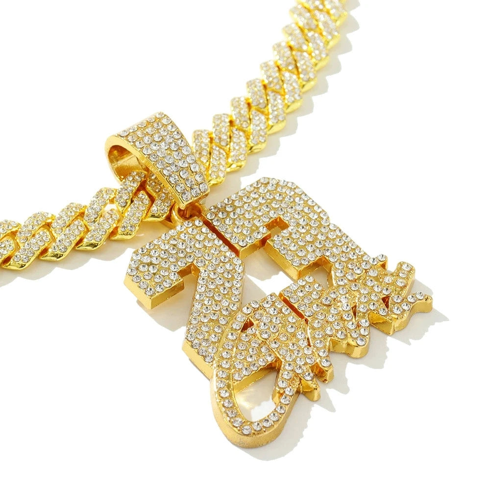 New Fashionable Men Hip Hop Number 23 Pendant Necklace With 13mm Cuban Chain HipHop Alloy Iced Out Bling Necklaces Charm Jewelry