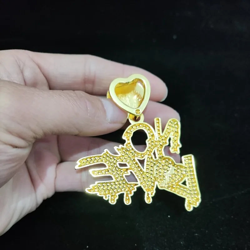 Men Women Hip Hop No Love Heart Pendant Necklace with 14mm Cuban Chain HipHop Iced Out Bling Hiphop Necklaces Fashion Jewelry